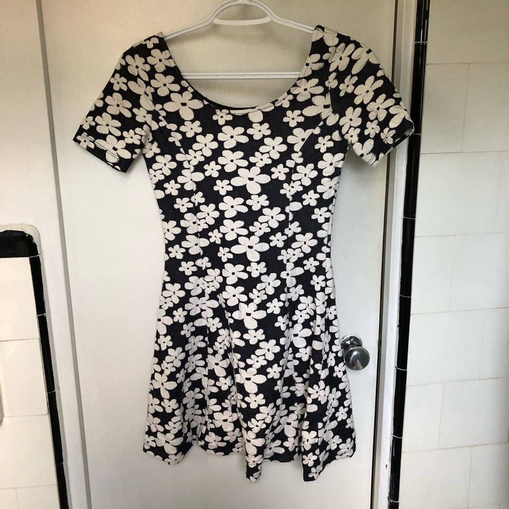 Divided from H&M, floral mini dress, navy and white, size 4